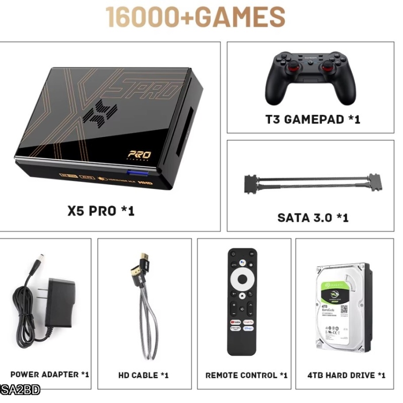 Kinhank Super Console X5 PRO Retro Video Game Console RK3588 8GDDR4 with 4T HDD 16000+ Games Plug and Play for PS2/PS1/SS/DC/N64