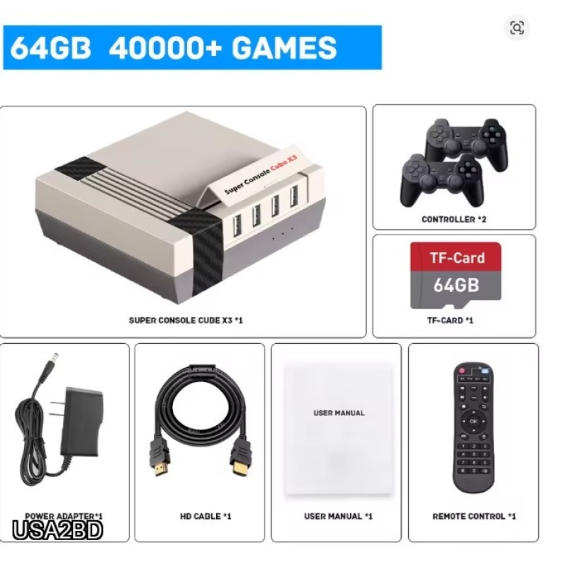 Super Console Cube X3 With 60000+ Retro Games 8K HD TV Box Portable Game Console For PSP/PS1/SS/N64/MAME/Sega Saturn, etc